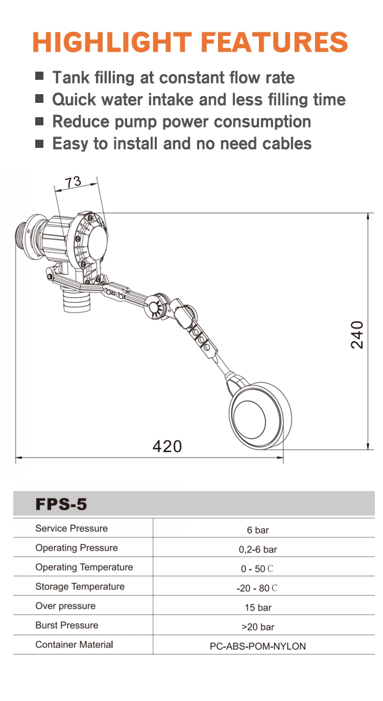 Monro Fps-5 Float Switch Quick Stop Used for Water Tank